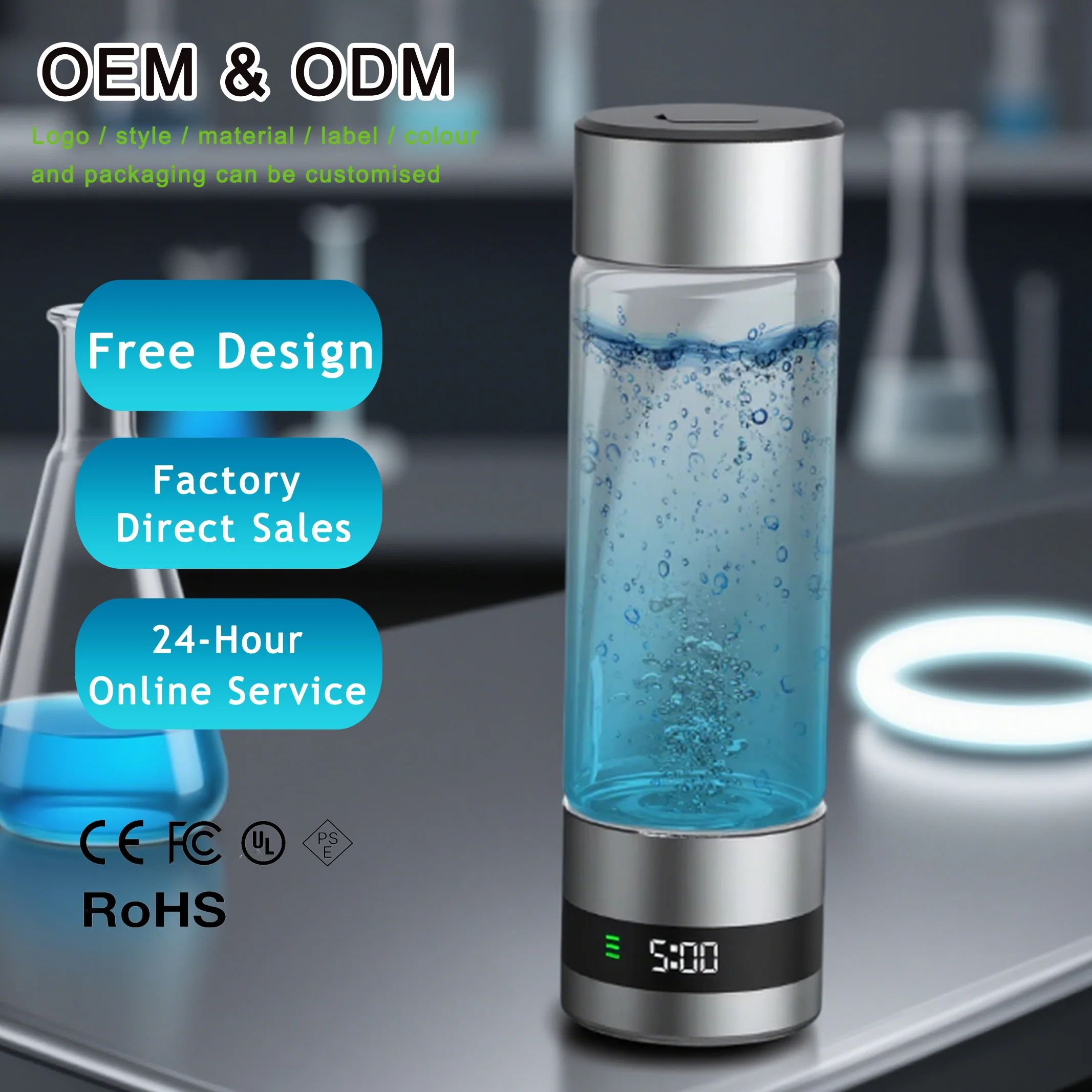 

Rechargeable Customisable One Cup Three Uses Hydrogen-Rich Water Cup LED Intelligent Display H2 Separation Hydrogen Generator