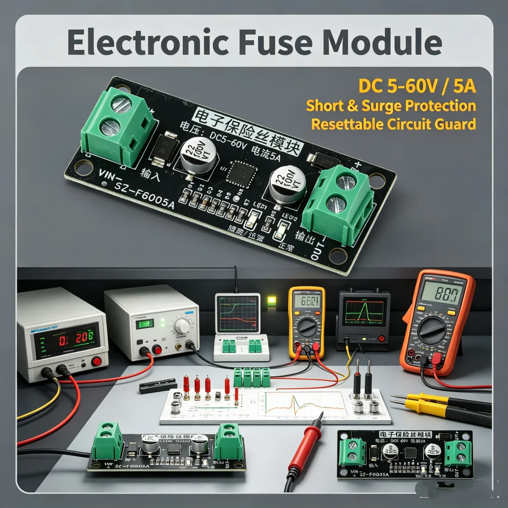 Dc 5-60v 5a Intelligent Semiconductor Electronic Fuse Module Battery Motor Power Supply Short Circuit Protection Switch Board