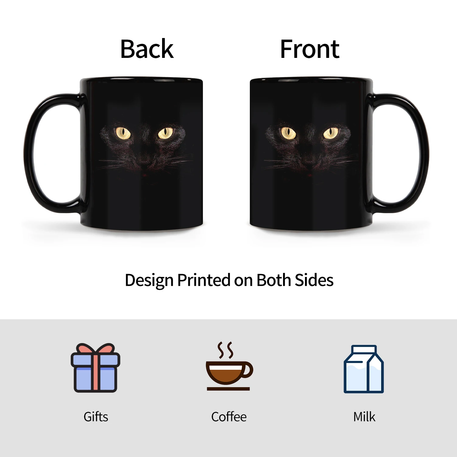 1pc, Black Cat Coffee Mug 11oz -Playful Design - Heartwarming Gift for Cat Lovers, Birthday, Valentines or Halloween Celebration