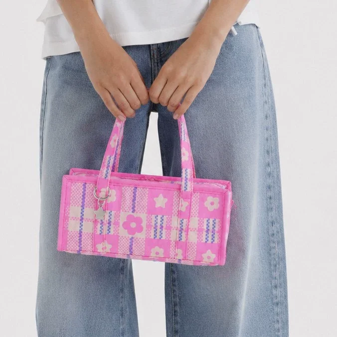 Niche Design Plaid Nylon Bag Creative Fashion Embroidery Printed Shoulder Bag Underarm Bag Large Capacity Handbag for Women