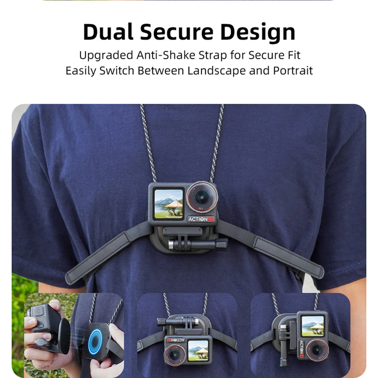 Cámara deportiva con montaje en el cuello Vista de la primera persona Accesorios de cuello magnético para DJI Action 3/Action 2/Pocket