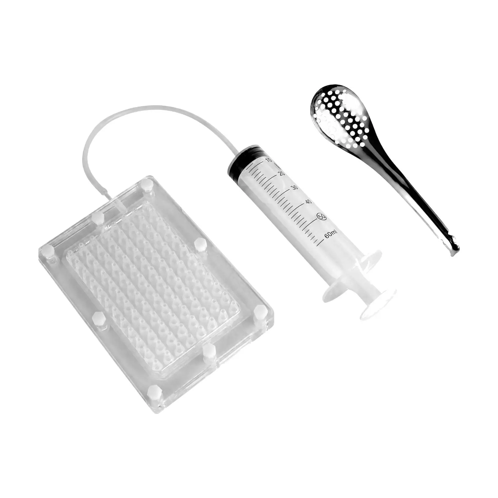 Uniform Pearl Caviar Maker Tool with Transparent PC Plate for Gastronomy Spherified Garnish in Kitchen Creations