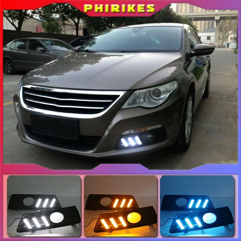 2PCS Car light For VW PASSAT CC 2009 2010 2011 2012 2013 LED DRL Daytime running lights with fog lamp cover