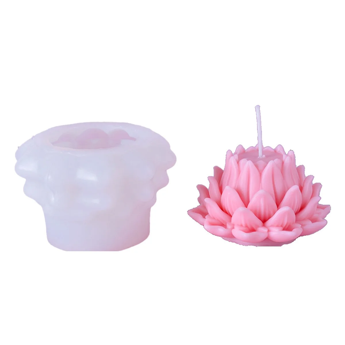 Simulation Lotus Candle Silicone Mold Blossom Flower Soap Fragrance Ornaments Making Chocolate Cake Decor Gift,B