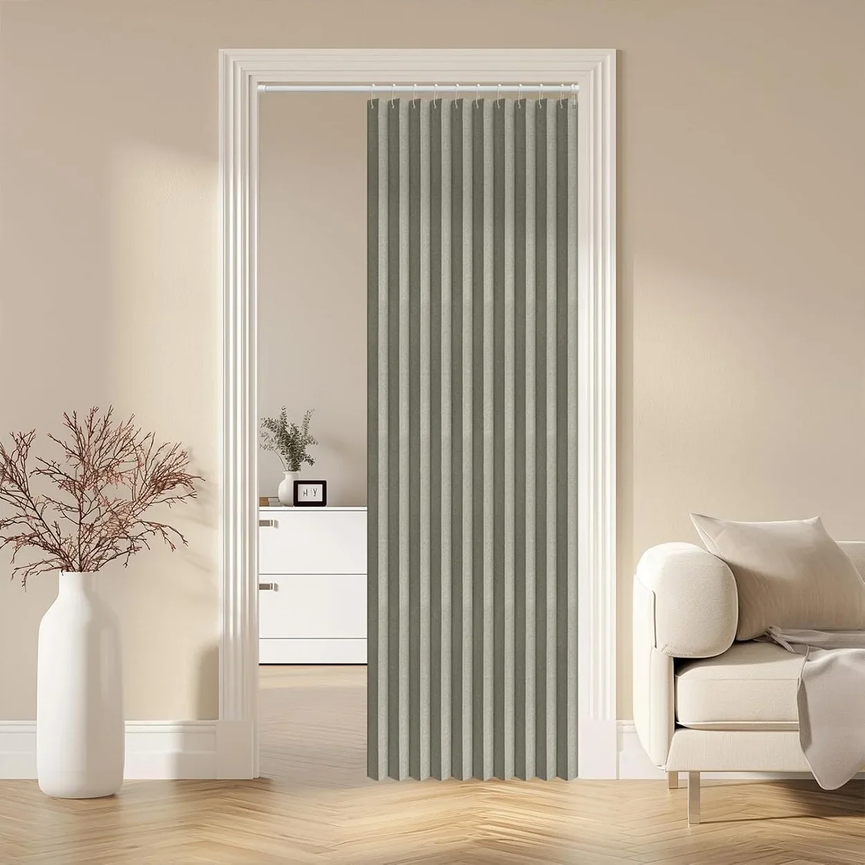 Solid Color Pleated Blackout Dust-proof Partition Door Curtain Bedroom Thermal Insulation Doorway Curtain Wardrobe Door Curtain
