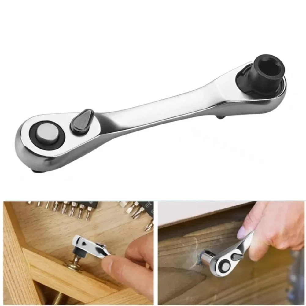 

1 Pcs For Mini 1/4 Ratchet Wrench Double Ended Quick Socket Screwdriver Hex Torque Wrench Quick Release Ratchet Wrench Hand Tool