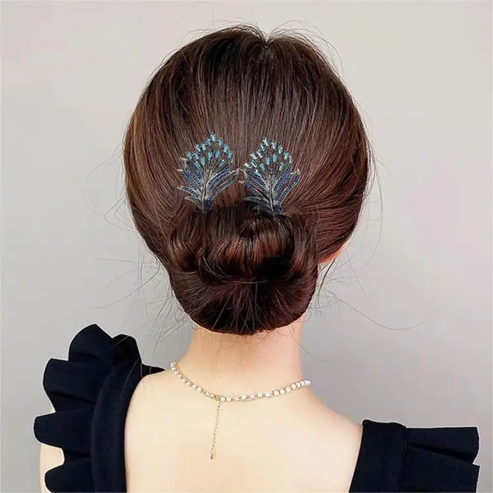 New Whale Tail Rhinestone Flower Hair Clip Hair Accessories Hair Styling Tool Bundle Hair Tie Hair Bun Maker Women