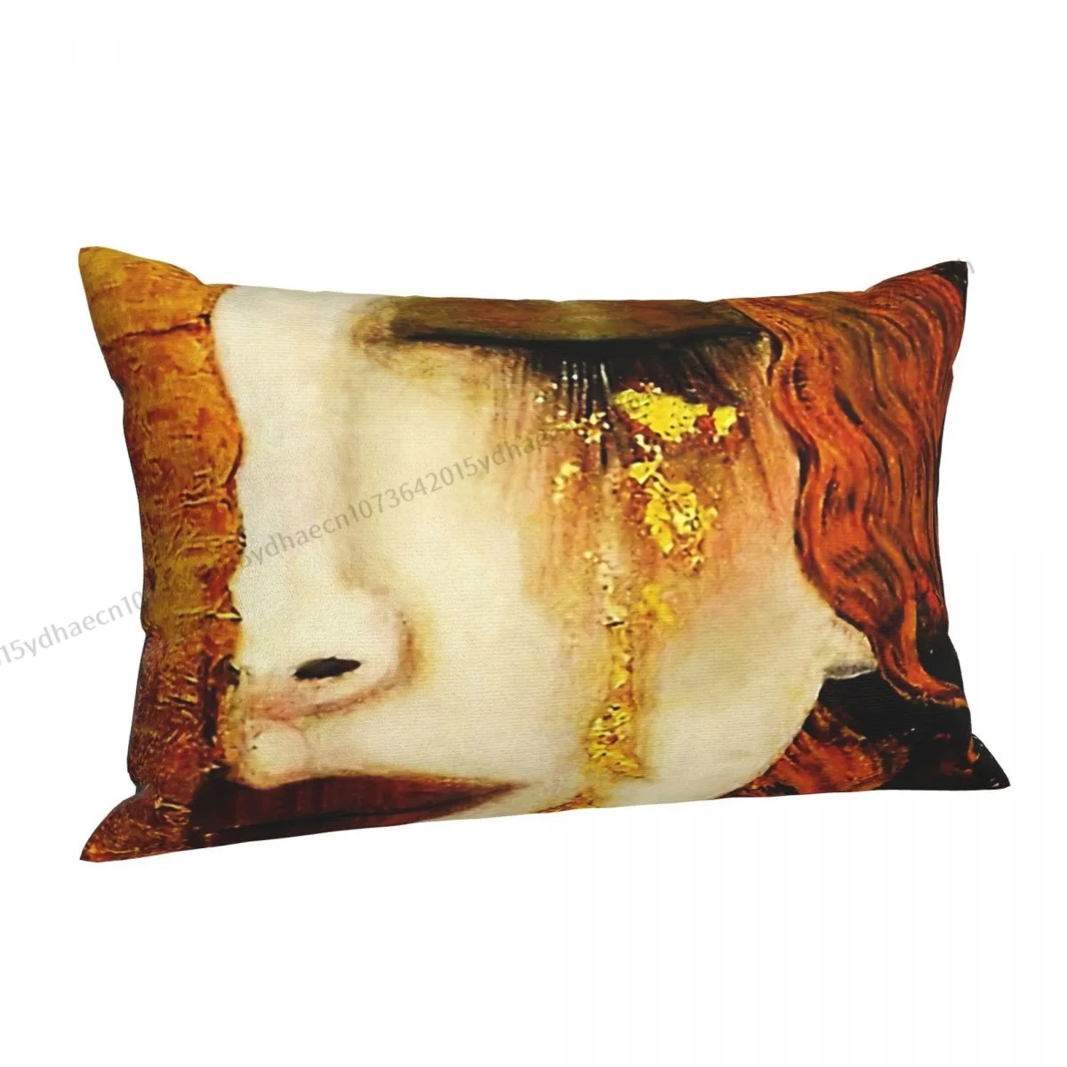 Golden Tears Printed Pillow Case Gustav Klimt Oil Paniting Backpack Coussin Covers Reusable Chair Decor Pillowcase