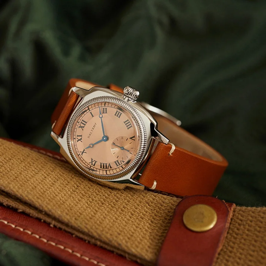 Baltany Mens Pilot Orologi 36mm Orologio quadrato Orologio da polso al quarzo moda Zaffiro 10ATM Impermeabile VD78 Piccolo secondo quadrante