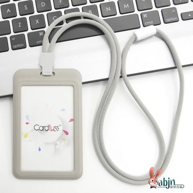 Anti-Loss round Rope Bus Card Holder for Elderly Campus ID Card Lanyard Fashionable Work ID Badge Holder PVC Material