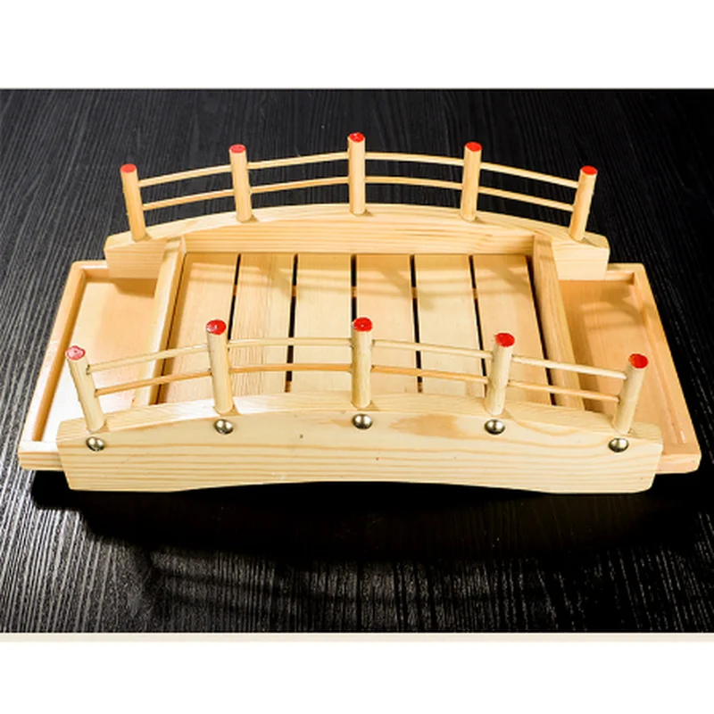 Creative  wooden wood Cuisine Sushi Bridge Boats Pine  Sashimi plate Platter  Tableware Decoration  WJ804