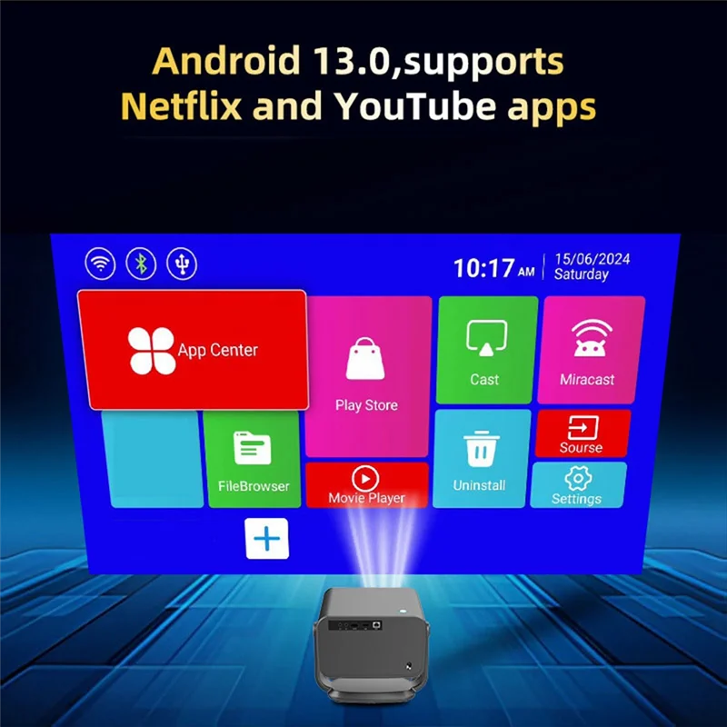 

A99E-P20 Pro Смарт-проектор Android 13.0 Wi-Fi6 Smart Full HD 1080P 4K Светодиодный проектор с автофокусом для театрального проектора