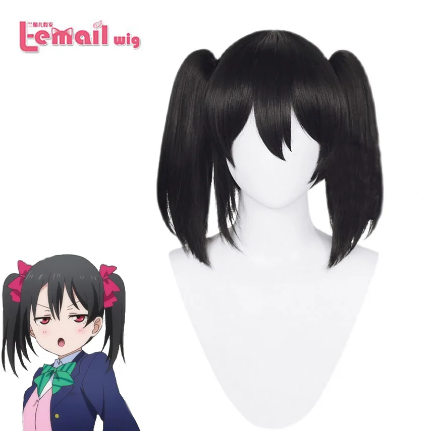 L-email wig Synthetic Hair Love Live Nico Yazawa Cosplay Wig LoveLive Perfect Dream Project Cosplay Black Double Horsetail Wig