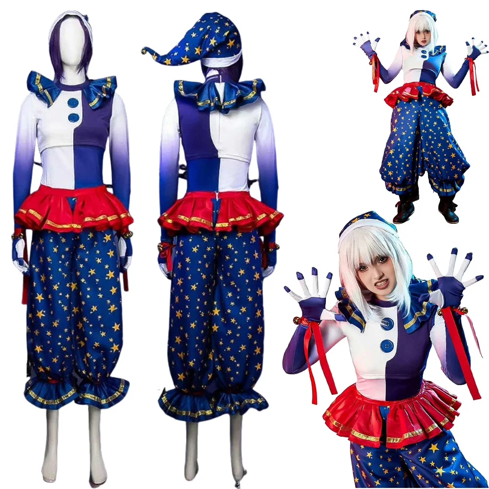 

Horror Game Bear Cosplay Moondrop joker Top Pants Clothes Party Disguise Women Outfits Suits Roleplay Halloween Costume Carnival