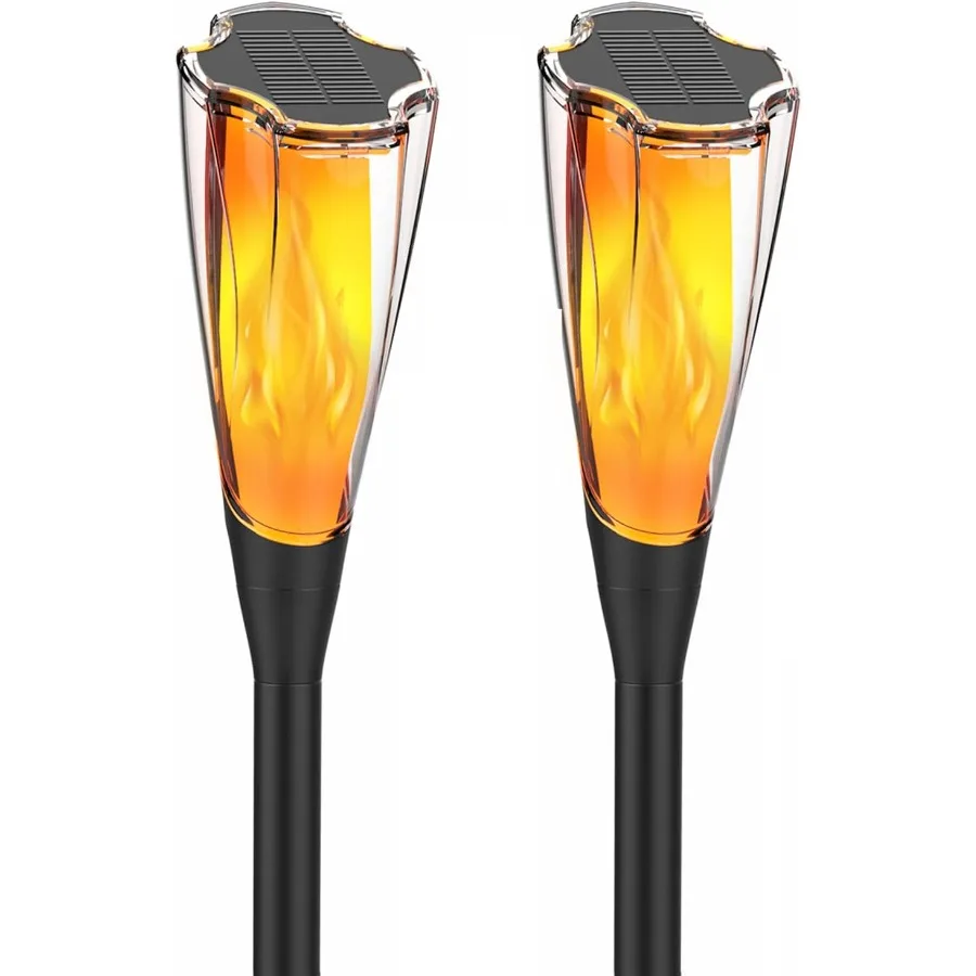 Солнечные фонари для улицы, 2 упаковки, мерцающий пламя, фонарик для сада, двора, патио, дорожки, декор, водонепроницаемый пейзажный светильник