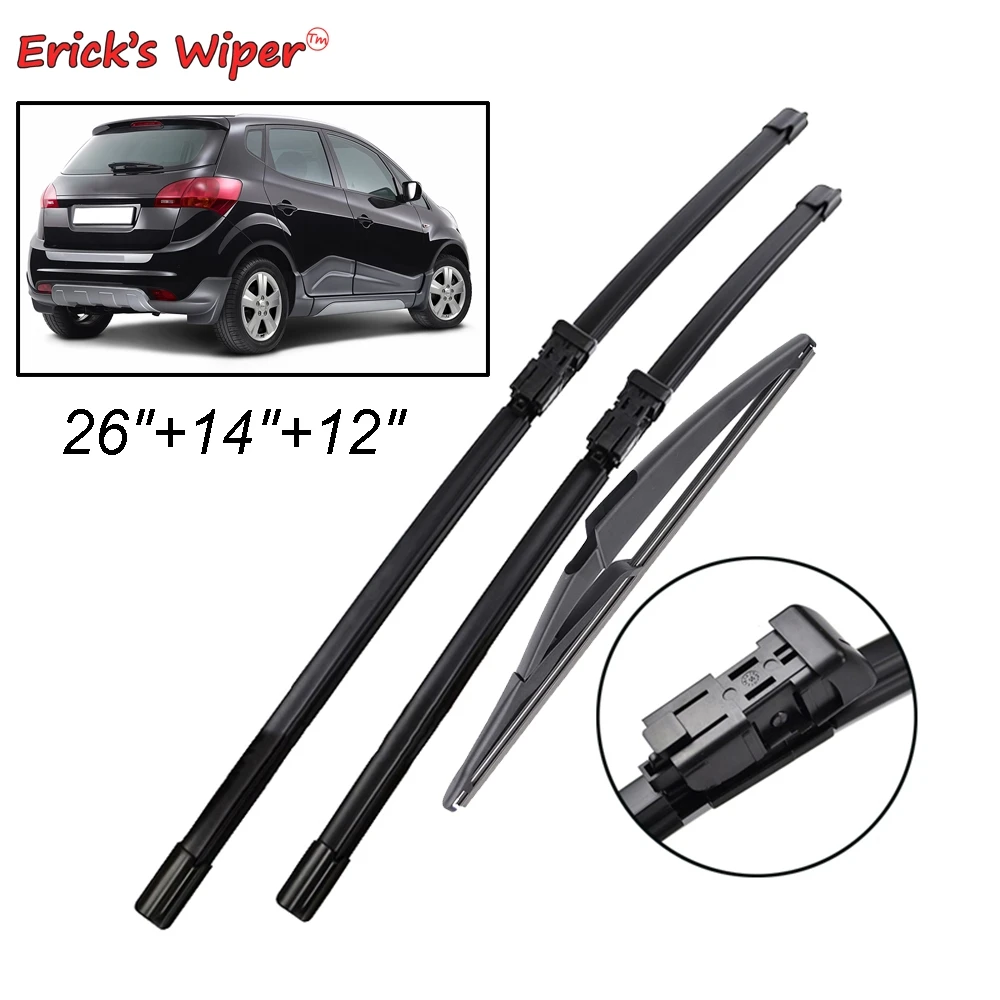 Erick\'s Wiper Front & Rear Wiper Blades Set For Kia Venga MK1 2009 - 2019 Windshield Windscreen Window Rain Brushes 26\