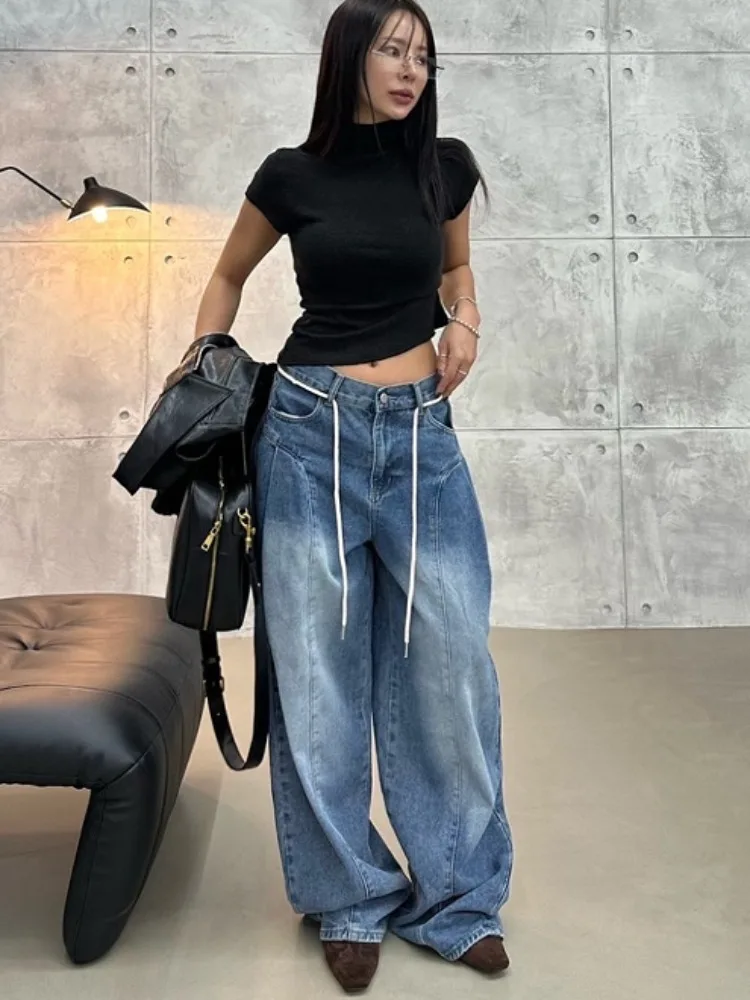 جينز JL بتصميم عتيق مغسول، بنمط الشارع مع طيات وثنيات، أزياء نسائية للربيع والخريف، بيع حصري عبر الإنترنت #4