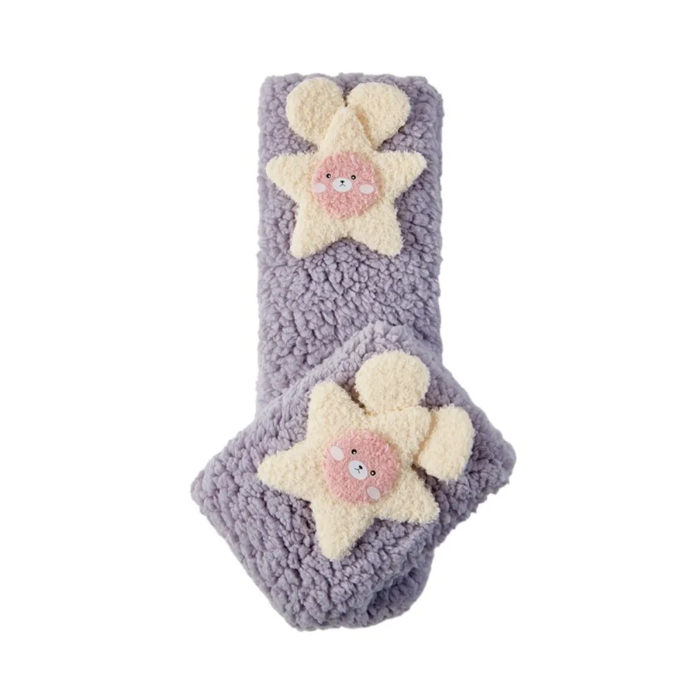 

Harajuku Star Funny Tube Socks Cartoon Thicken Warm Coral Fleece Socks Hosiery Mid-Calf Furry Sock Winter