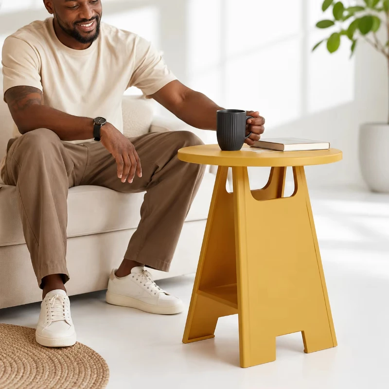 Coffee table with round top rack, 5 colors: white, black, red, blue, yellow coffee table