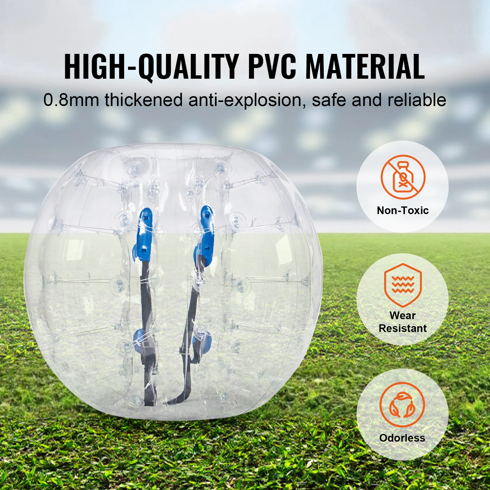 SucceBuy 4FT/1.2M Bola de pára-choque inflável 1/2PCS Corpo Sumo Zorb Bolas para Adolescente e Adulto 0.8mm PVC Bolha Bolas Bumper Bopper Brinquedos