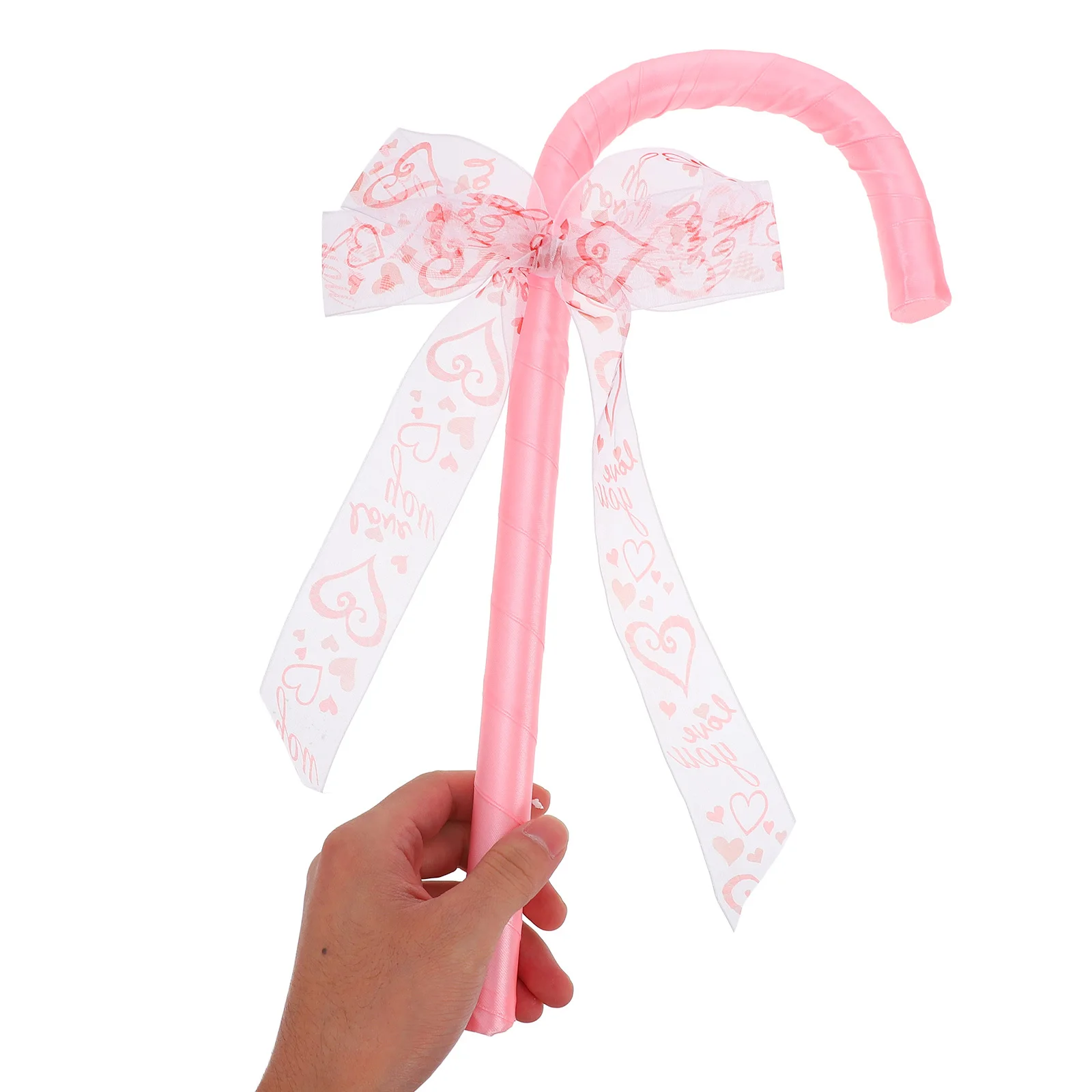 Halloween Pink Bow-Tie Cane Costume Prop Lightweight Durable Walking Stick for Party Cosplay Dance Role Cane Costume