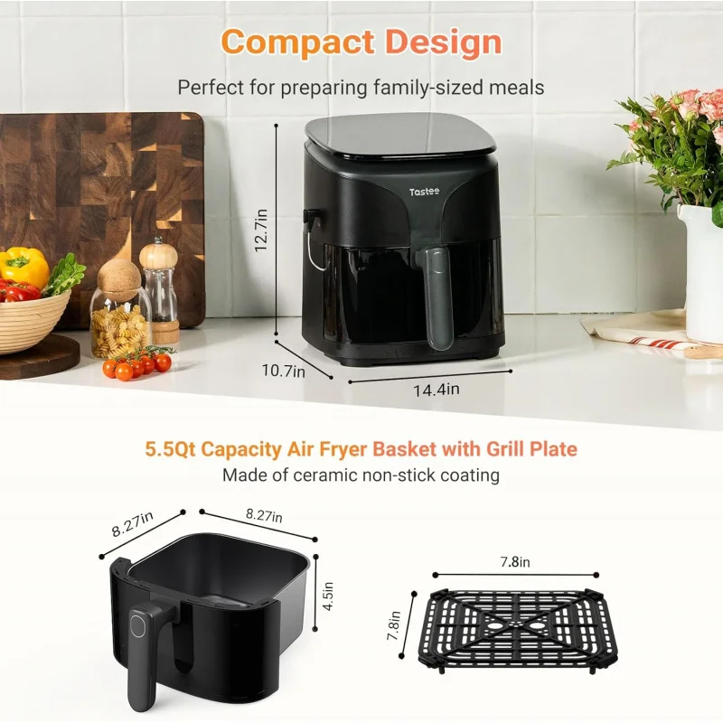 

(UUX)Ceramic Air Fryer, 8-in-1 Compact 5.5QT AirFryers, 450°F Digital Airfryer Dehydrator with Smart Probe, 24 Presets One-to UQ