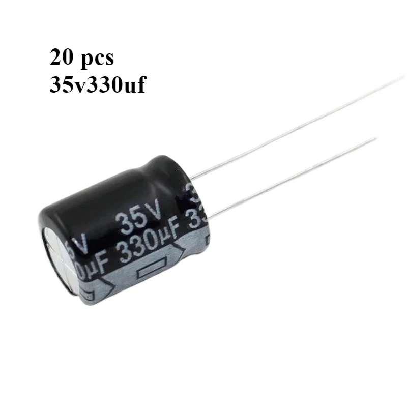 

(20 pieces) Brand new 35V 330UF volume: 10 * 13mm CD11 direct insertion aluminum electrolytic capacitor 330uf35v