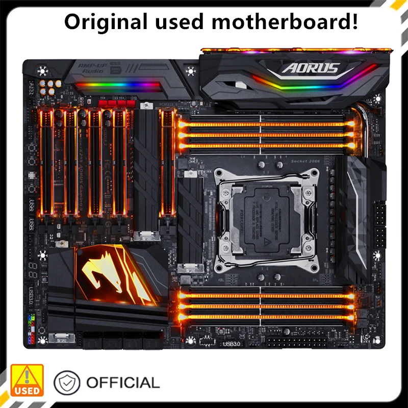 

For X299 AORUS Gaming 9 Used original For Intel X299 Socket LGA 2066 DDR4 128G motherboard LGA2066 Mainboard