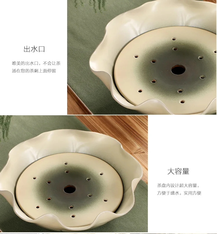 Household Ceramic Retro Kiln Change Fruit Plate Dry Tea Plate Hotel Fruit Plate Household  Gradual Change Tea Set