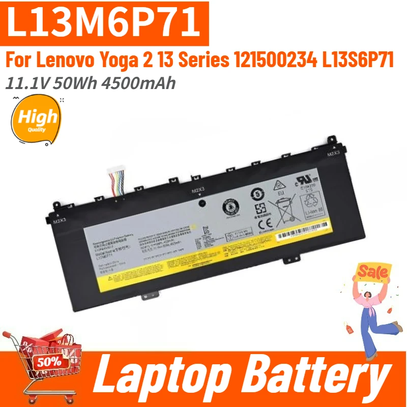 

L13M6P71 High Quality Laptop Battery 11.1V 50Wh 4500mAh for Lenovo Yoga 2 13 Series 121500234 L13S6P71 Brand New