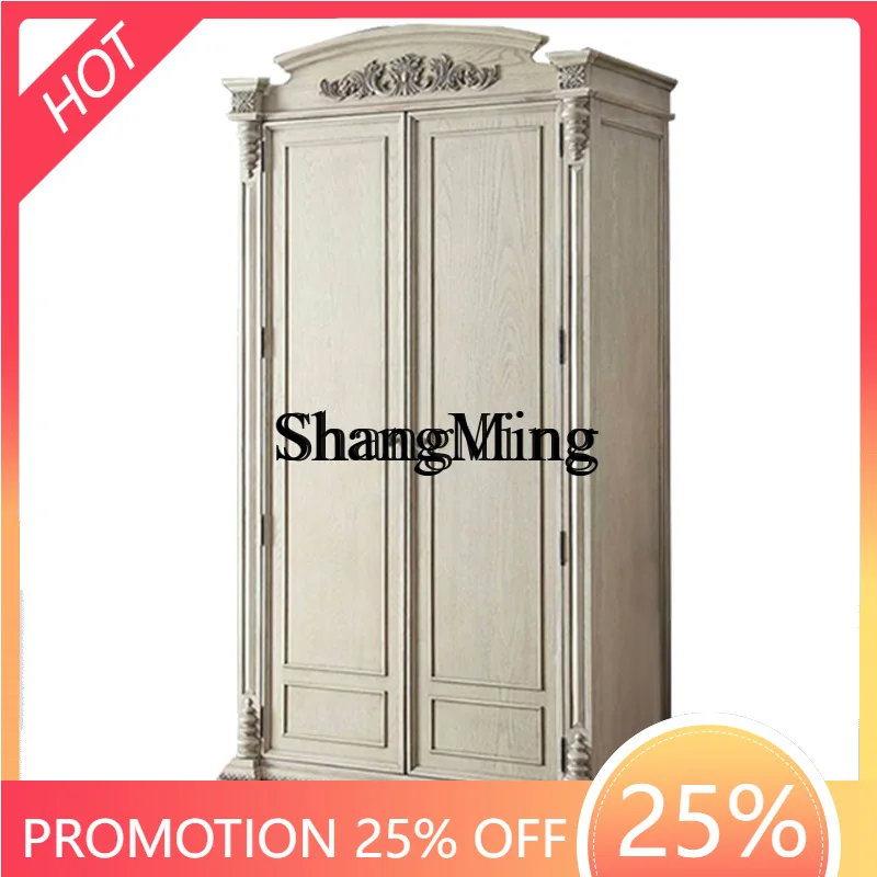 

ZYY fashion exquisite solid wood bedroom wardrobe double door old carved ivory white wardrobe single wardrobe