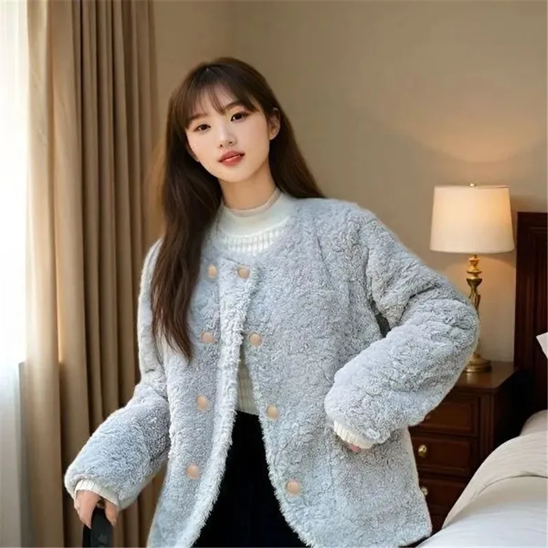 2026 Winter New Women's Small Fragrant Lamb Wool Coat Short Female Short Mao Mao Ladies Thin Loose Jacket Padded Overwear