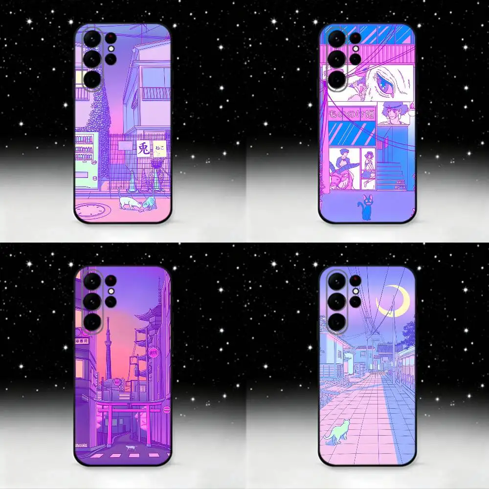 

Tokyo Nights Phone Case For Samsung S25,S24 Ultra,S20,S30 plus,S22 plus,S23,S30 Ultra 5G Silicone Black Shell