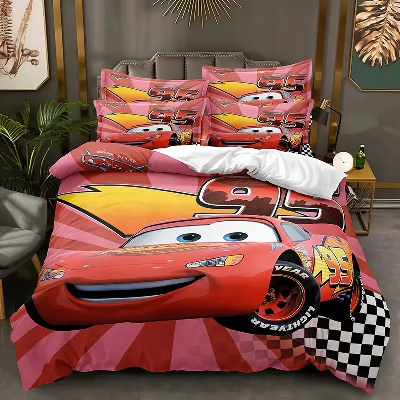95 Rote Auto-Bettbezüge, Kissenbezüge, Auto-Bettwäsche-Set für Erwachsene, Jungen, Mädchen, Schlafzimmerdekoration, Kindergeschenk, Einzelbett, Doppelbett, große Größe ﻿ – Detail 5