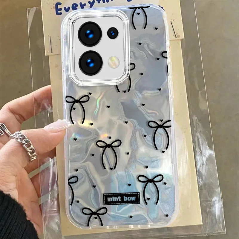 

Чехол с лазерным бантом для Redmi Note 13 4G 13 Pro 5G Star Polka Dot Water Ripple Gloss Glitte Love Heart Ретро ПК Чехлы для телефонов