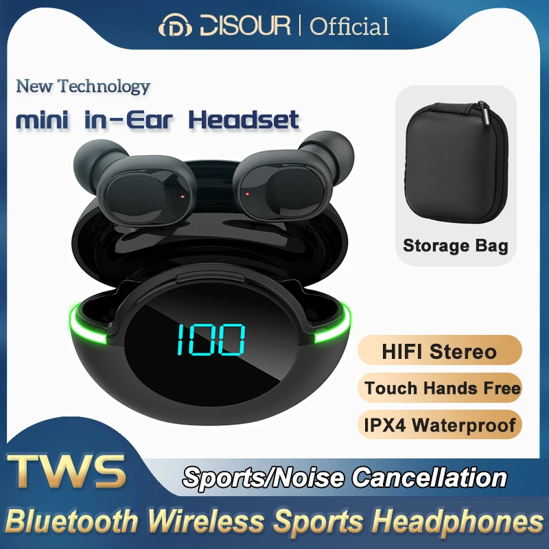 

NEW TWS Mini Wireless Earphone Bluetooth HiFi Heavy Bass Headphone Low Latency In-Ear Earbuds Noise Reduction Waterproof headset