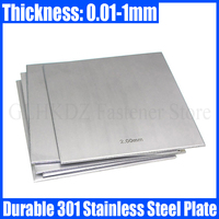 1PCS 301 Stainless Steel Plate Thickness 0.01-1mm Thin Steel Sheet Metal Foil Plate Polished Plate Width 100/200/300mm
