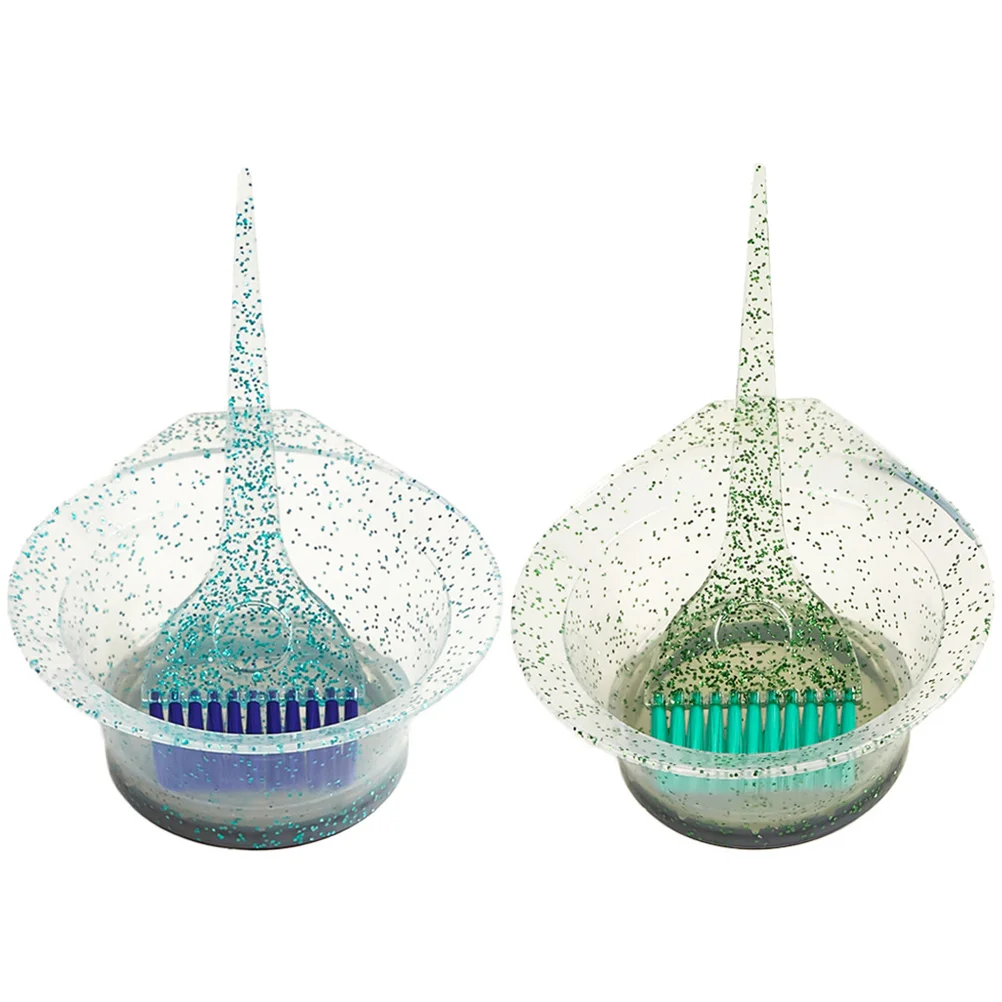 

2 Sets Highlight Comb Coloring Brushes Bowl Blue Green DIY Tinting Tool Kit Dye Accessories Salon Use Hair Color Bowls Brush Set