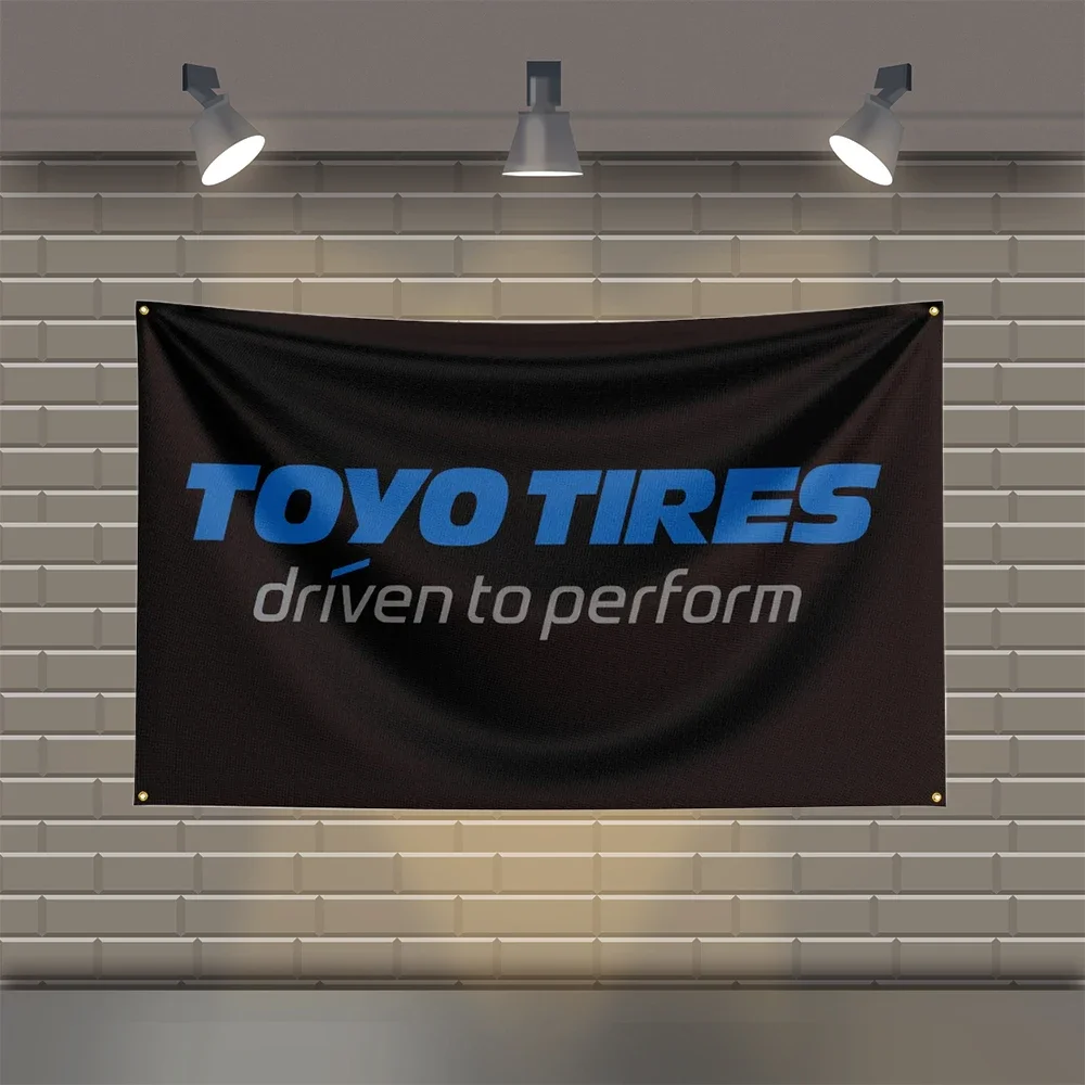 3x5 Ft Toyo Tires Flag Polyester Printed Car Flags for Room Garage Decor