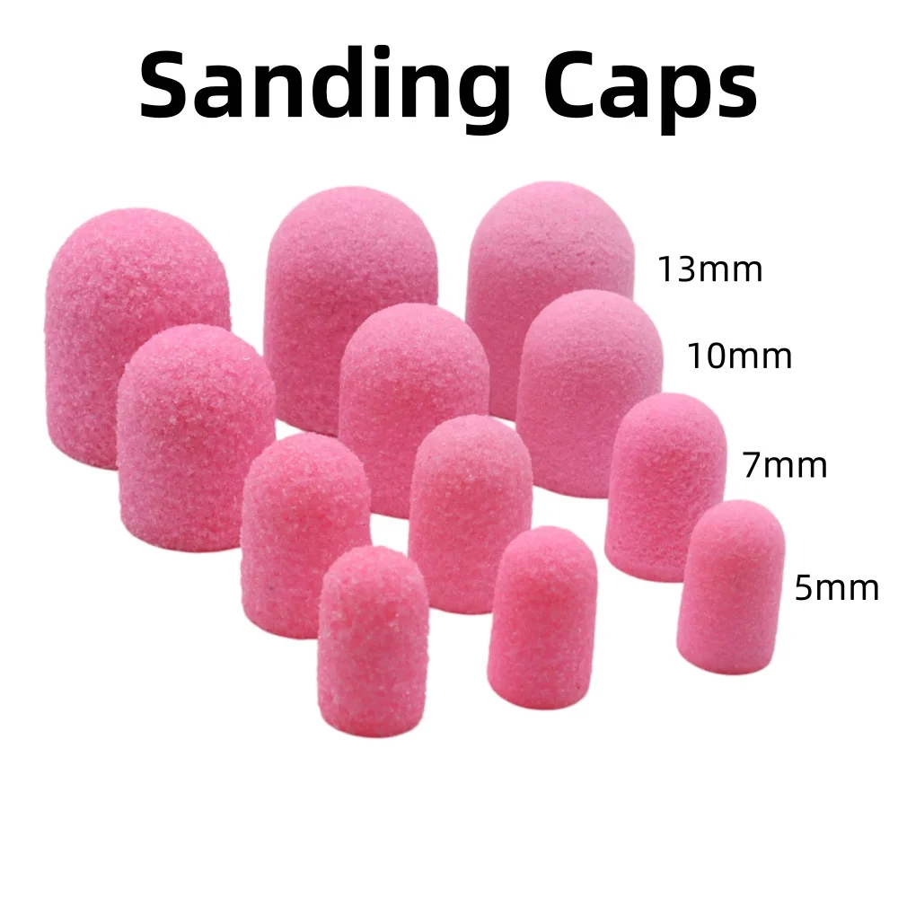 50Pcs Sanding Caps with Mandrel Set – Nail Drill Sleeves for Manicure, Pedicure & Foot Callus Removal