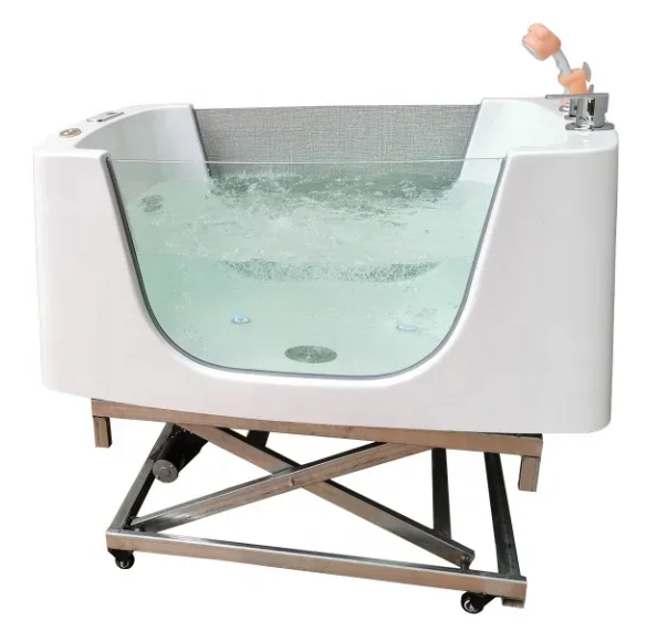 Pet Grooming Tub For Pet Grooming Salon Electric Lifting Spa Massage Dog Bathtub With Wheels