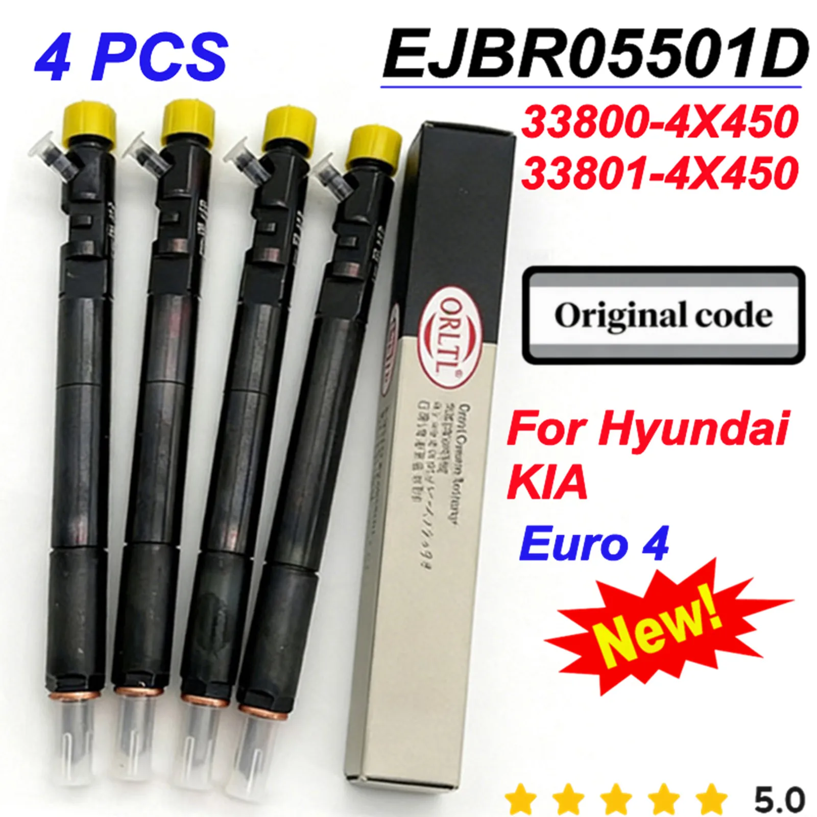 

4 шт. форсунки Common Rail для дизельных двигателей KIA 33800-4X450 33801-4X450 EJBR05501D, для Hyundai 338004X450 338014X450, Евро 4