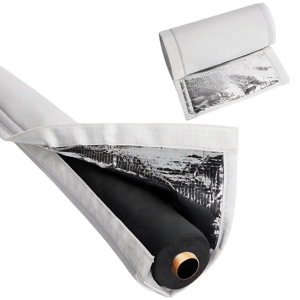 Outdoor HVAC Copper Pipe Insulation Cover Triple Layer Design with Aluminum Inner Pearl Cotton Middle 180 x 25 cm Weatherproof