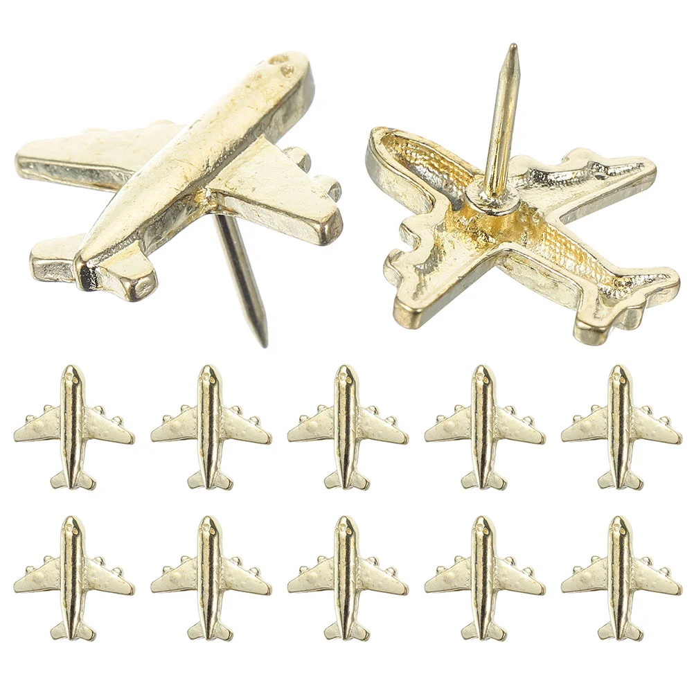 24 Pcs Decorate Photo Wall Thumbtack Airplane Metal Steel Needle Pushpins Tacks