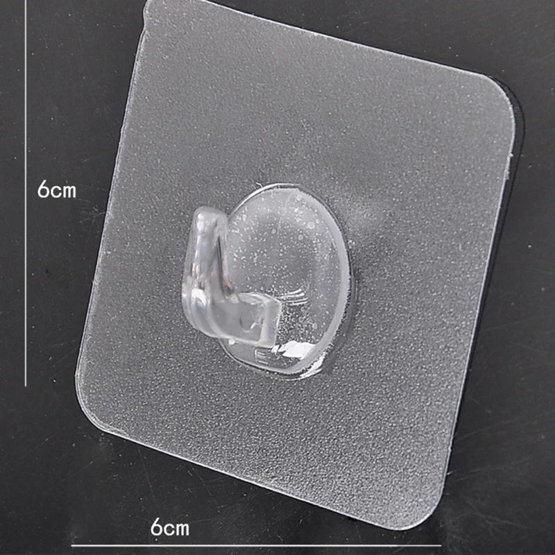 خطاف بلاستيكي شفاف بسيط غير مثقوب، خطاف ملابس متعدد الوظائف بدون أثر، خطاف مقاوم للماء والرطوبة