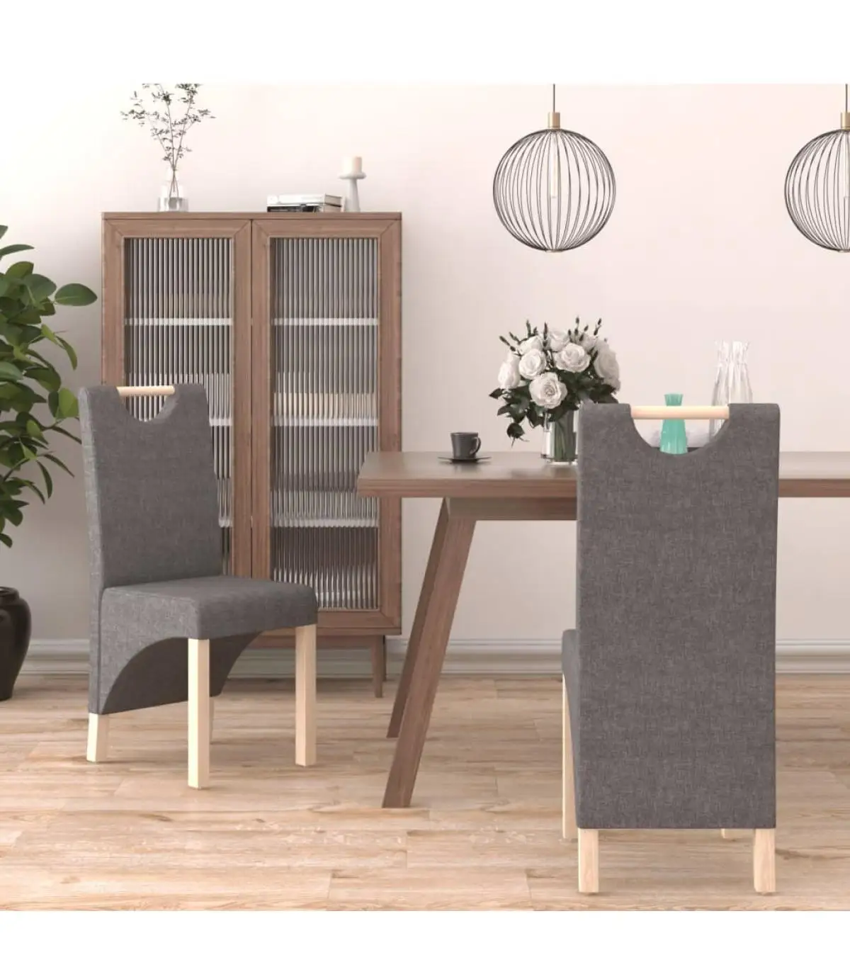 Dining chairs dining chairs 2 units light gray fabric