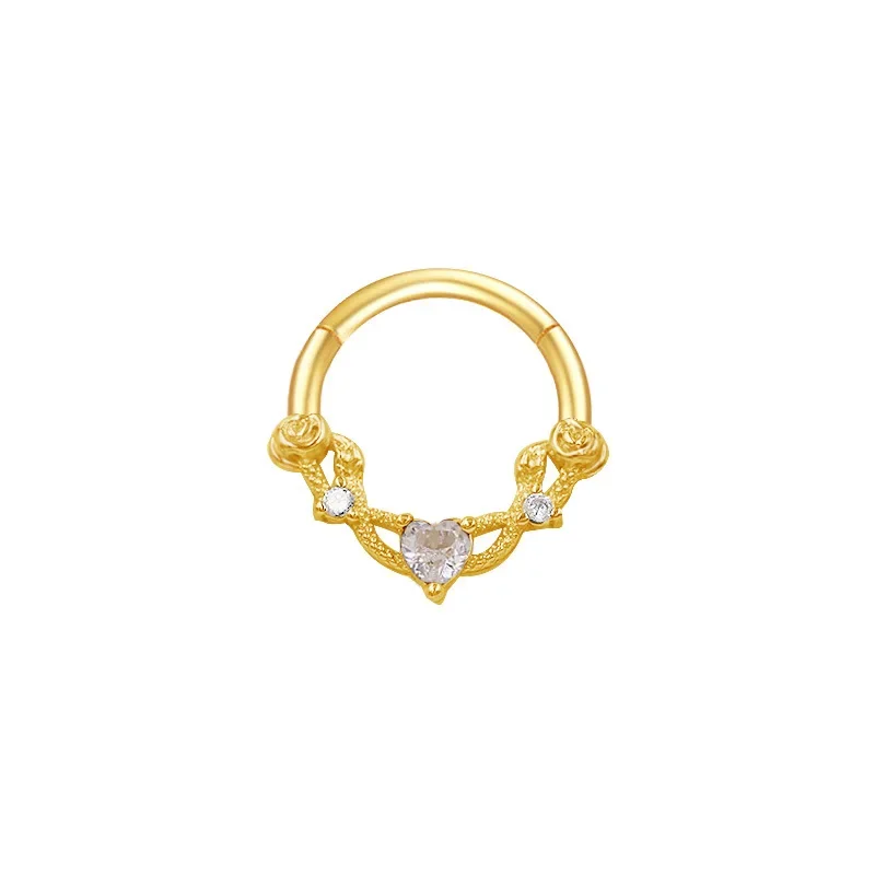 Fashion Silver Gold Color Heart Snake Stainless Steel Nose Ring for Women Septum Cartilage Tragus Nose Piercing Body Jewelry