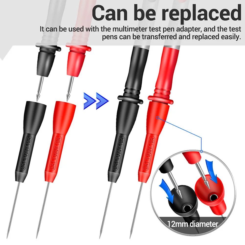 

2Pairs Insulation Test Probes Stainless Nickel Plated Flexible Multimeter Detection Probe Back Probe Kit Automotive