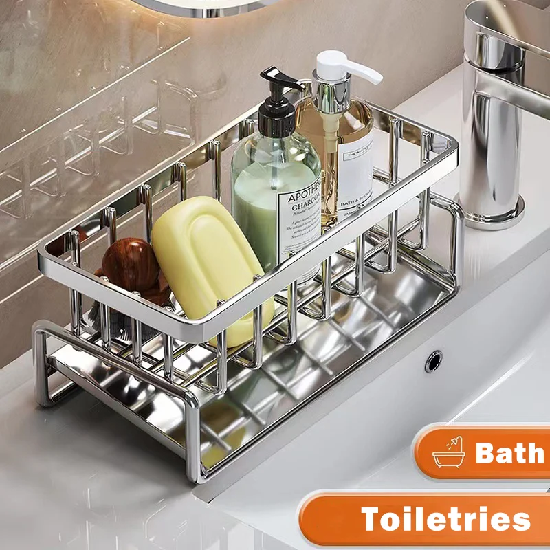 

Sink Cleaning Tools Storage Rack Kitchen Multifunctional Stainless Steel Drain Rack for Sponge Cleanser Organizer Rag Hanger