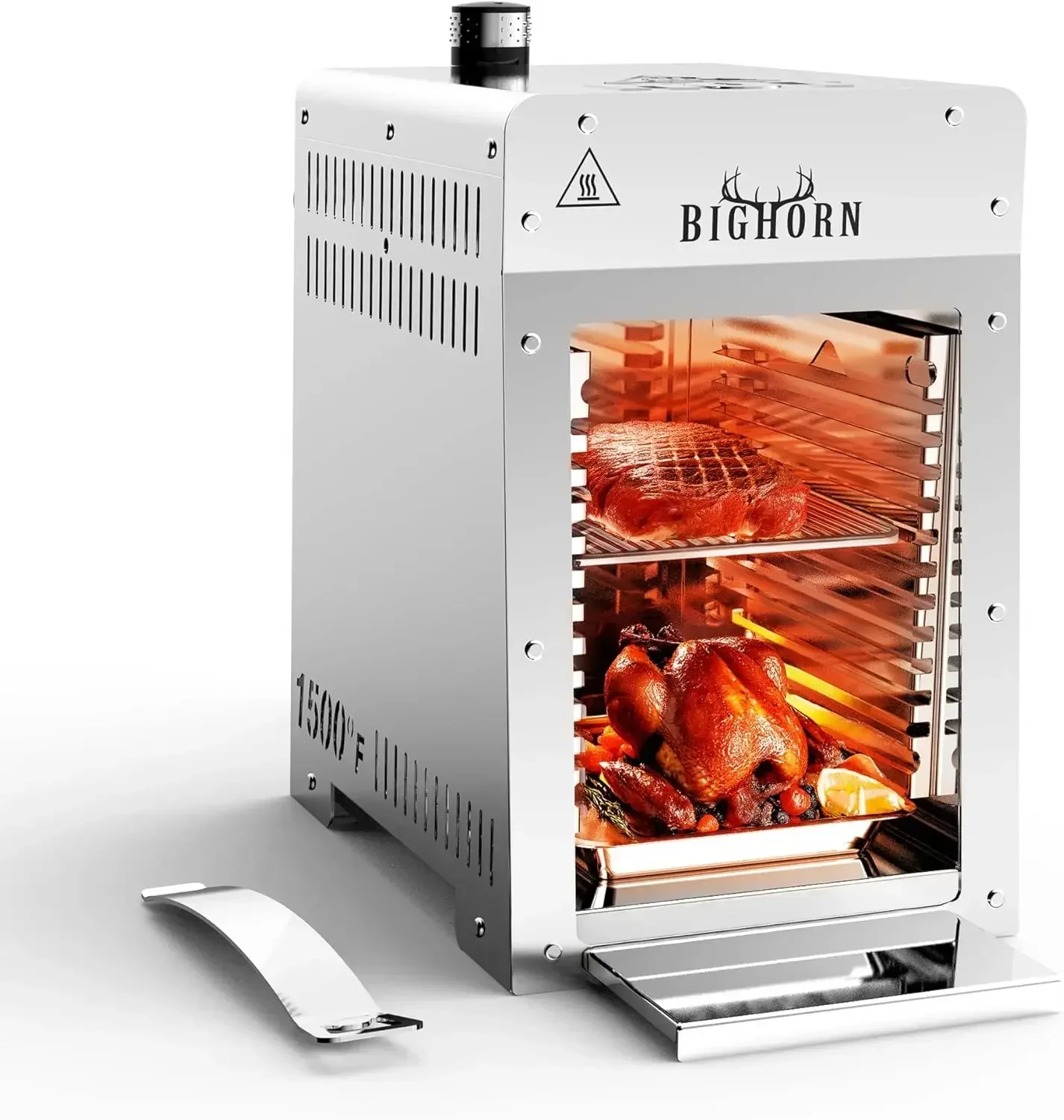 Portable Infrared Broiler Propane Gas Grill, 1500 Degree Stainless Steel Tabletop Quick Cooking Steak Grill for Meat, Seafood,